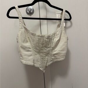 Zara Denim Cream Crop Top